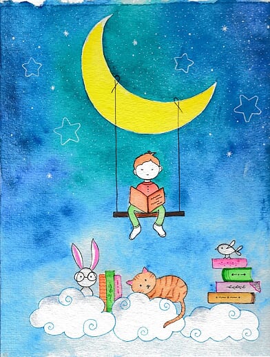 Amidst Stars | Watercolour Painting | Children Illustration | Art Print