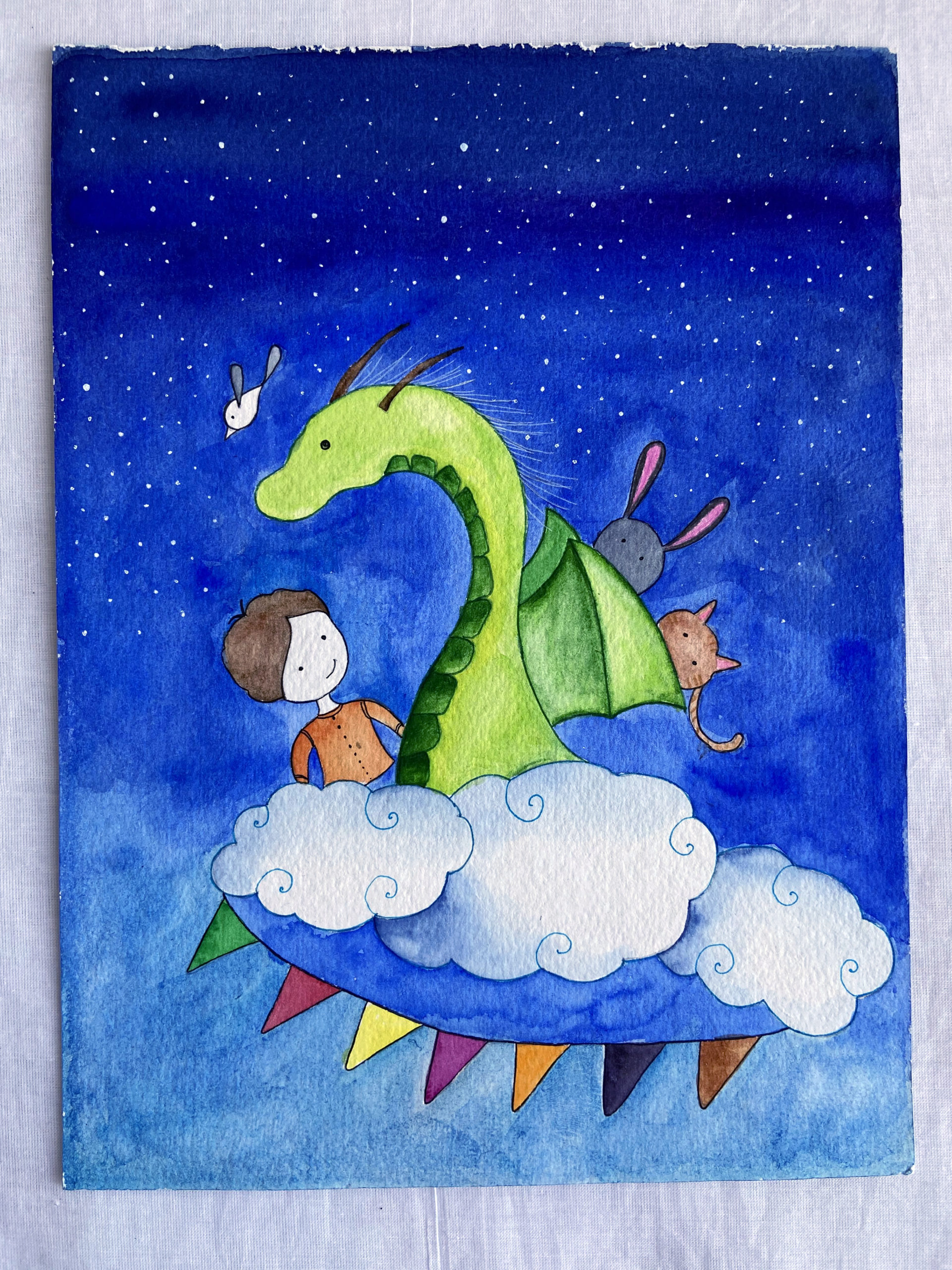 The Mighty Dragon & Me | Watercolour Painting | Children Illustration - Image 2