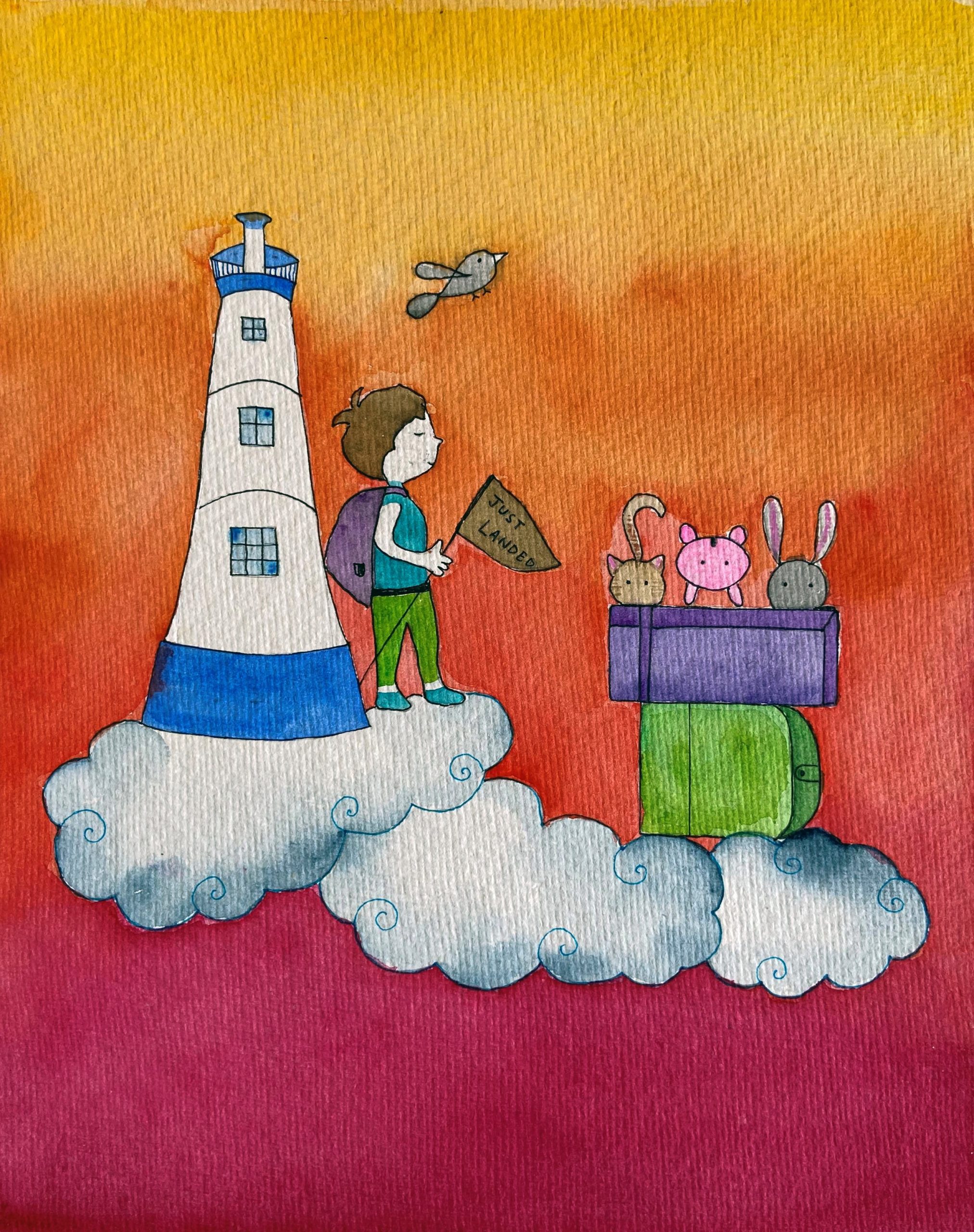 Just Landed | Watercolour Painting | Children Illustration